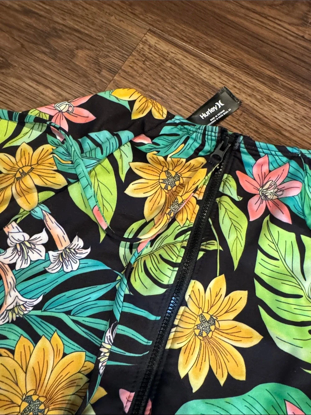 Hurley Black Tropical Floral Long Sleeve Swimsuit